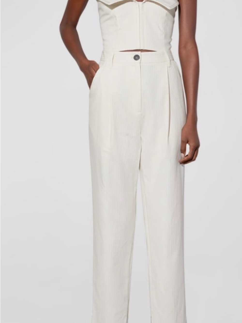 MARA HOFFMAN NWT High-Rise Wide-Leg Corduroy Pants - Cream